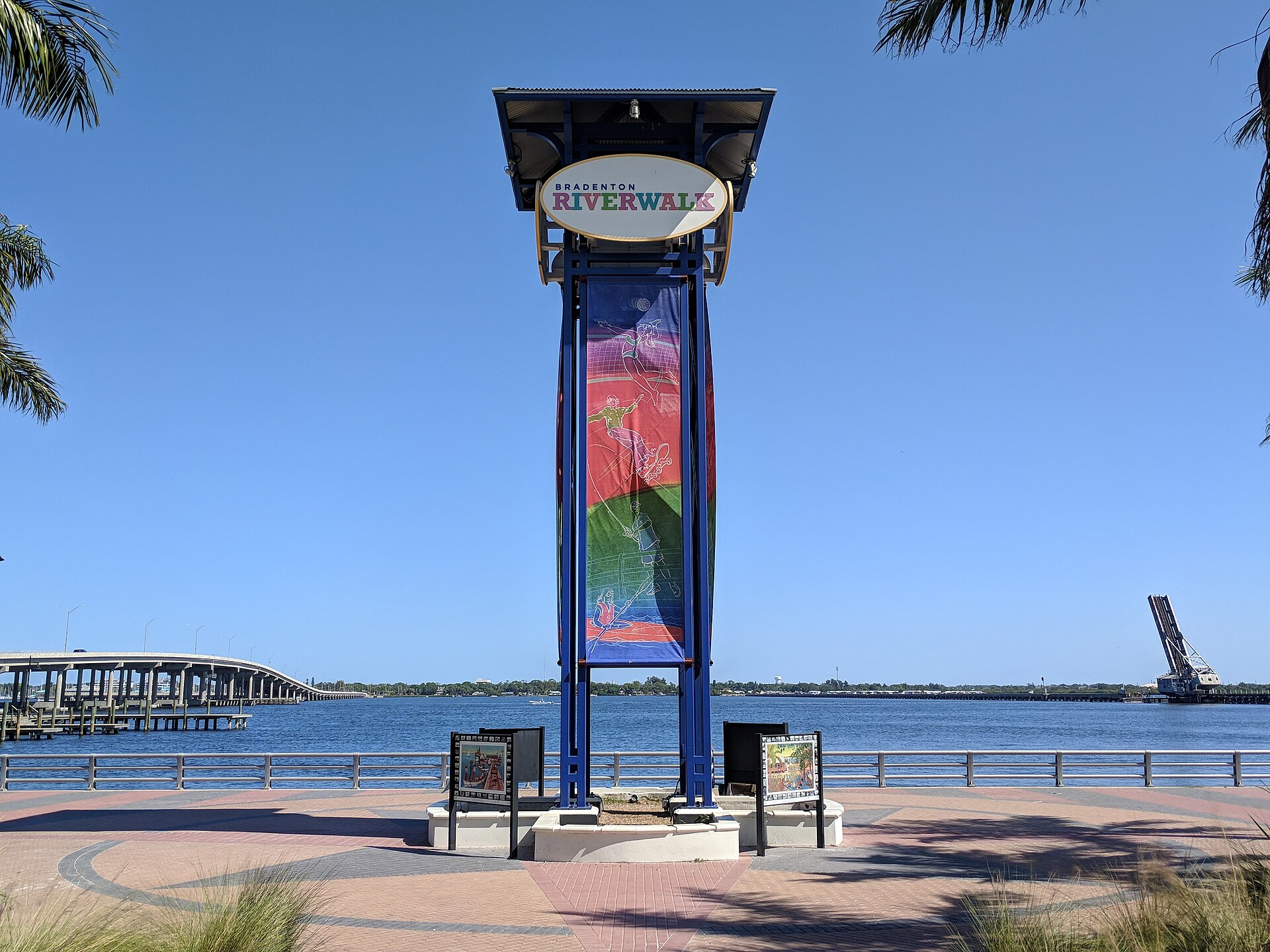 Tower Plaza at the Bradenton Riverwalk in downtown Bradenton, Florida.